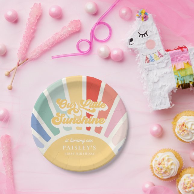 Prato De Papel Boho Sunshine 1rua Percorrendo O Sol Aniversário (Festa)