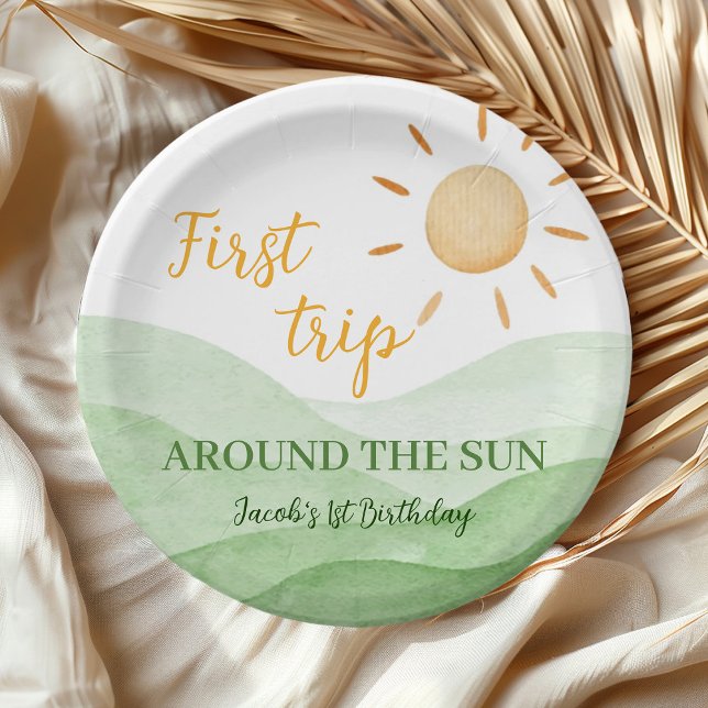 Prato De Papel Boho Sunshine primeiro aniversario (Criador carregado)