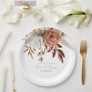 Prato De Papel Boho Terracotta Florals Felicita a senhora deputad