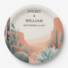 Prato De Papel Boho Verde Deserto Cactos Suculentos Casamento
