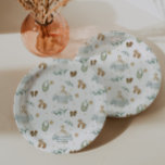 Prato De Papel Boho Vintage Baby Pattern<br><div class="desc">Comemore os pais a serem com essas lindas placas de papel de chá de fraldas,  neutras em termos de gênero,  com um padrão de brinquedos e roupas de bebês antigos.</div>