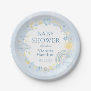 Prato De Papel Boho Watercolor - Chá Rainbow Baby Boy