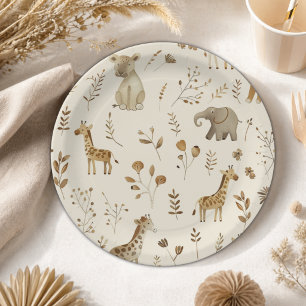 Prato De Papel Boho White Beige Jungle