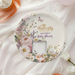 Prato De Papel Boho Wildflower Butterflies Chá de fraldas