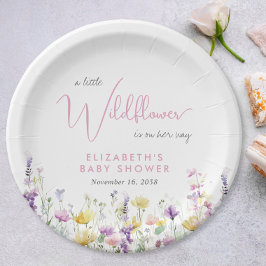 Prato De Papel Boho Wildflower Watercolor Baby Shower