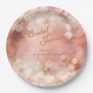 Prato De Papel Bokee Sparkle Twinkle Lights Pastel Pink Bridal