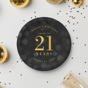 Prato De Papel Bokeh escuro aplaude 21 anos de aniversário