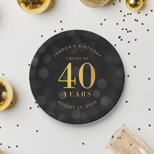 Prato De Papel Bokeh escuro aplaude 40 anos de aniversário