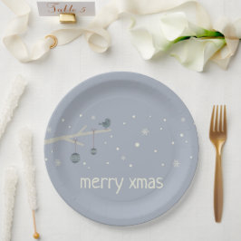 Prato De Papel Bola azul-de-inverno bola de Natal