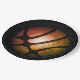 Prato De Papel Bola de Aniversário de Laranja Metálico de Bola de