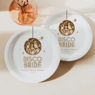 Prato De Papel Bola de Discoteca Dourada Noiva de Casamento Chá d