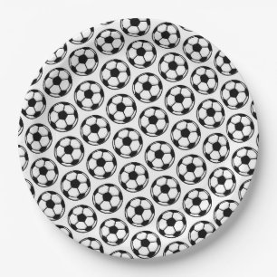Prato De Papel Bola de Futebol Branco Preto Time Esportivo Aniver