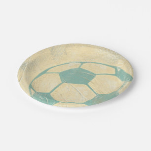 Prato De Papel Bola de futebol de Pastel Blue por Chariklia Zarri