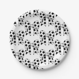 Prato De Papel Bola de Futebol Divertida em Forma de Laço Fofa Pr