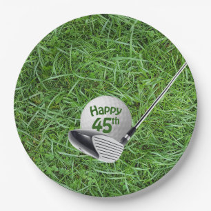 Prato De Papel Bola de Golfe de 45.º aniversário e Placa de Pap
