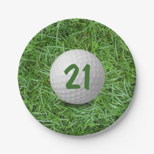 Prato De Papel Bola de Golfe de aniversário de 21 anos na Placa