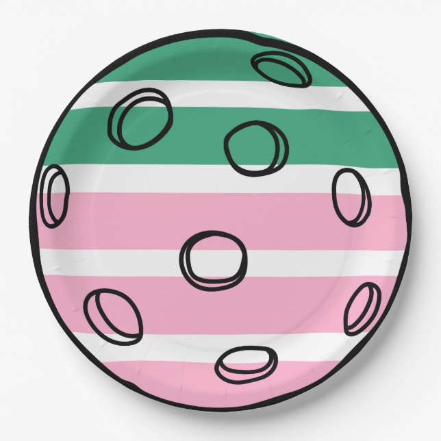 Prato De Papel Bola de Pickleball Retroativa Apenas Aniversário (Frente)