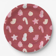 Bolachas de Natal - Placa de Papel Vermelho