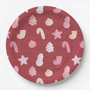 Prato De Papel Bolachas de Natal - Placa de Papel Vermelho