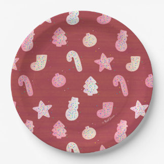 Prato De Papel Bolachas de Natal - Placa de Papel Vermelho