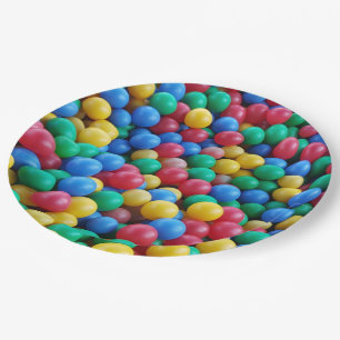 Prato De Papel Bolas Coloridas de Bola Branca Brincadeiras