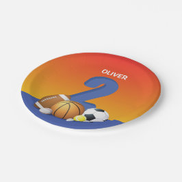 Prato De Papel Bolas de Esporte de segundo aniversário