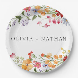 Prato De Papel Bold Colorful Watercolor Wildflowers Wedding