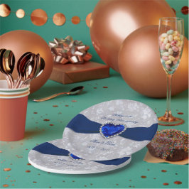 Prato De Papel Bold Damask 45º Papelão de Casamento