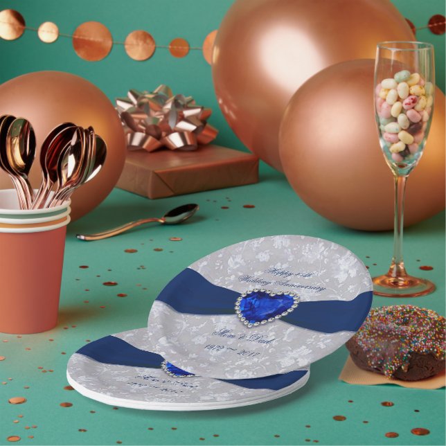 Prato De Papel Bold Damask 45º Papelão de Casamento (Múltiplo)