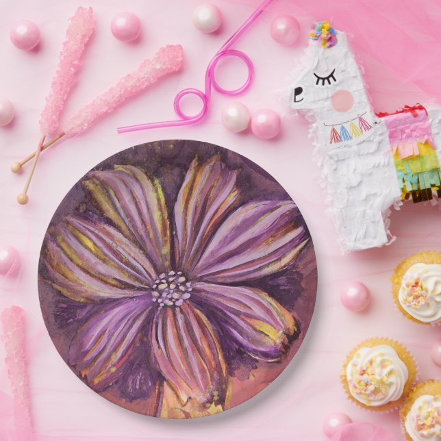 Prato De Papel Bold De Vibração De Aquarelas Puras E Douradas (Festa)