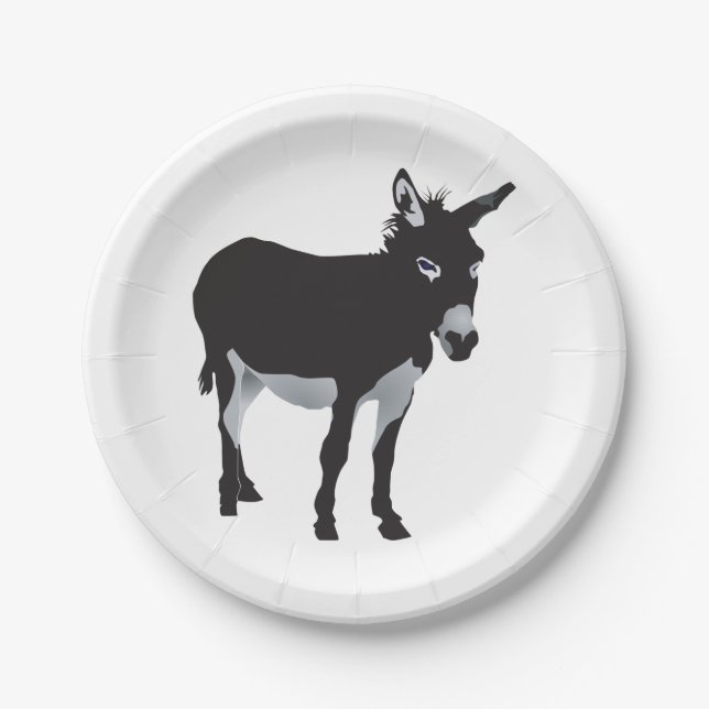 Prato De Papel Bold Donkey Silhouette Animal (Frente)
