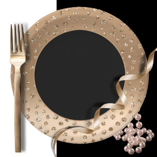Prato De Papel Bold Dramatic Chic Dourado Glitter Preto
