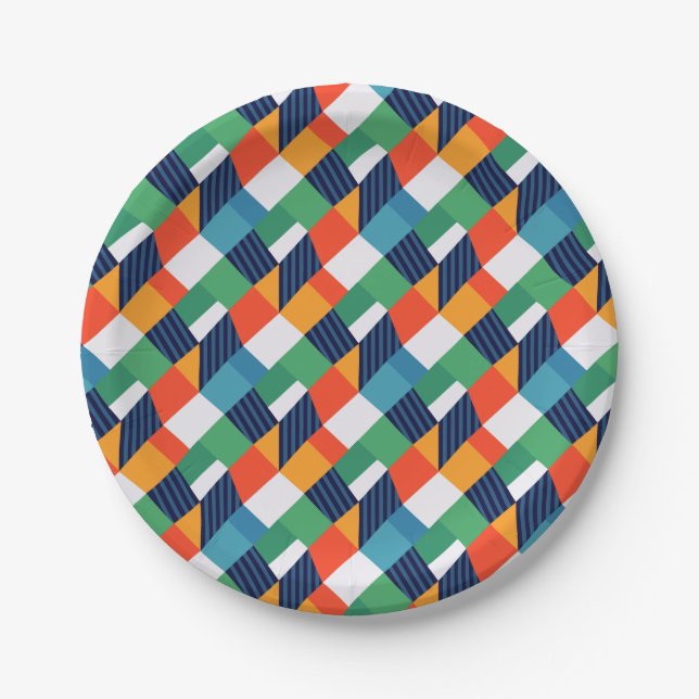 Prato De Papel Bold Multicolour Geometric Abstract (Frente)