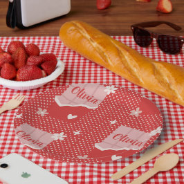 Prato De Papel Bold Red Heart Love Design - Perfeito para Gi Pers