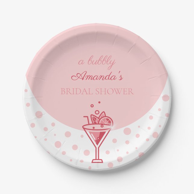 Prato De Papel Bolha em Rosa: Divertida Elegância Bonita Chá de N (Frente)