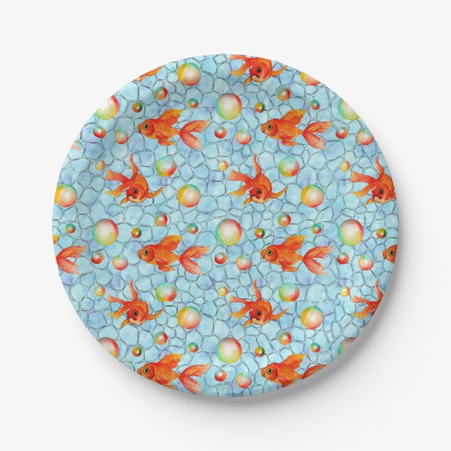 Prato De Papel bolhas de ouro e sabão (Frente)