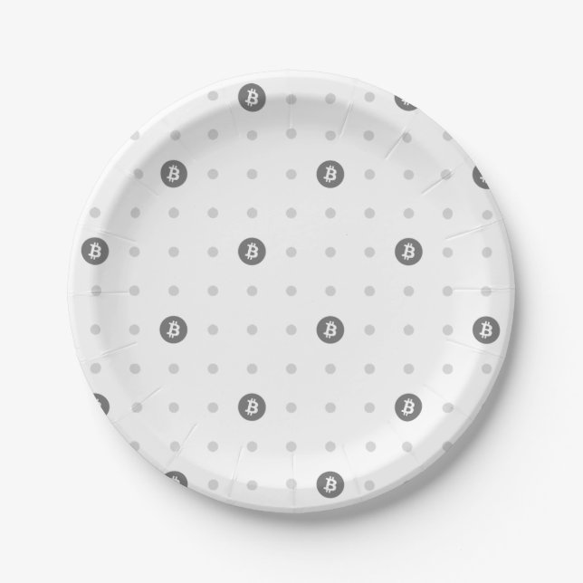 Prato de Papel Bolinhas Bitcoin (Pequeno) (Frente)