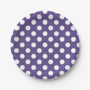 Prato De Papel Bolinhas brancas no ultravioleta