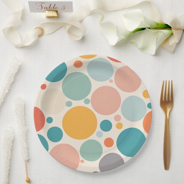 Prato De Papel Bolinhas coloridas (Casamento)