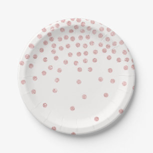 Prato De Papel bolinhas de configuração de brilho dourado rosa