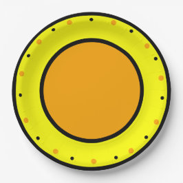 Prato De Papel Bolinhas Geométricas Amarelas Laranja