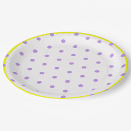 Prato De Papel Bolinhas Geométricas Púrpura Amarelas
