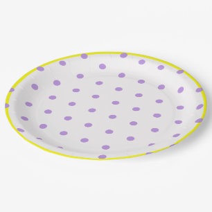 Prato De Papel Bolinhas Geométricas Púrpura Amarelas