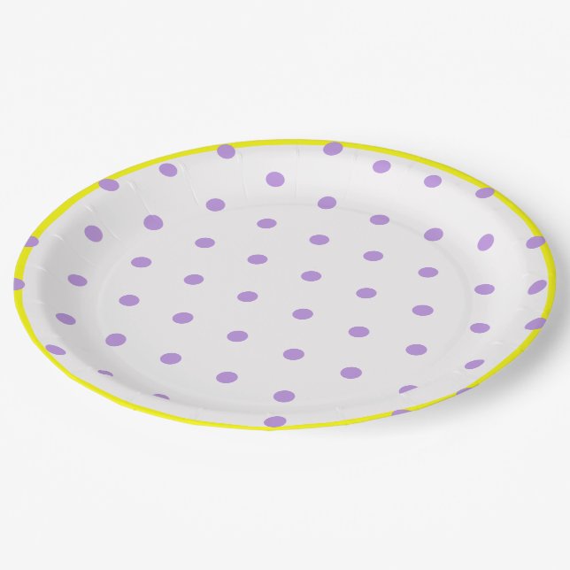 Prato De Papel Bolinhas Geométricas Púrpura Amarelas (Inclinado)