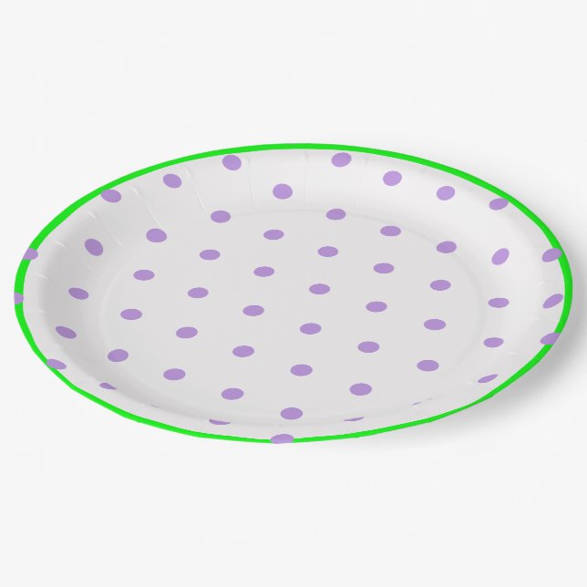 Prato De Papel Bolinhas Geométricas Verde Roxo (Inclinado)