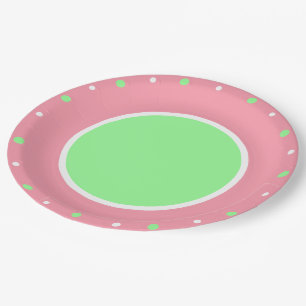 Prato De Papel Bolinhas Geométricas Verdes Rosa