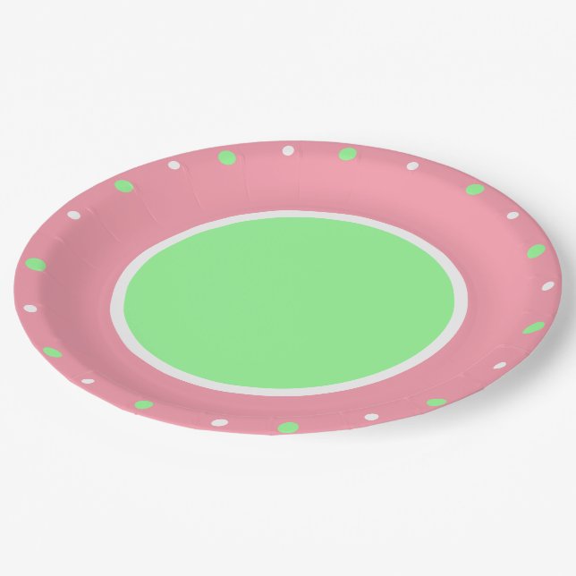 Prato De Papel Bolinhas Geométricas Verdes Rosa (Inclinado)