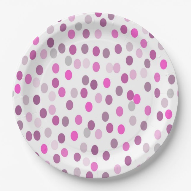 Prato De Papel Bolinhas Rosa Clássicas em Branco (Frente)