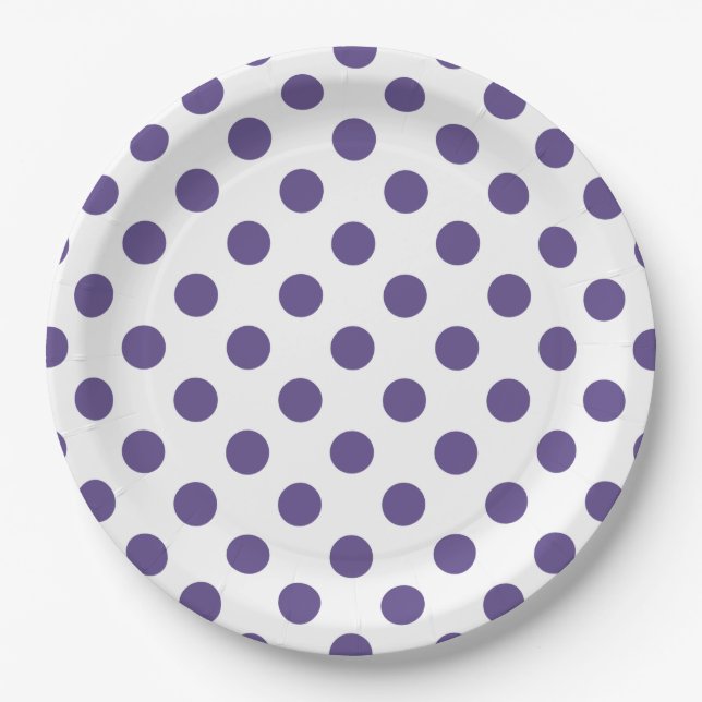 Prato De Papel Bolinhas ultravioletas em branco (Frente)