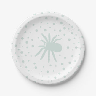 Prato De Papel Bolinhas Verde Confetti com Aranha Spooky